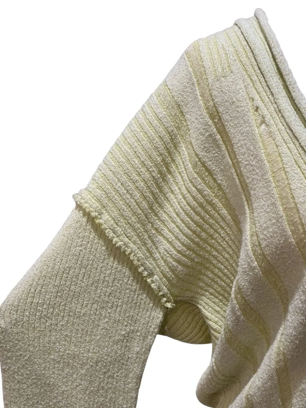 Free People Y2K Indie Skater Grunge Streetwear Lime Yellow Distressed Knit Large